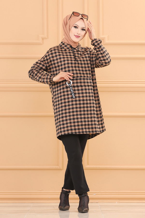 Düz Orta Kadın Taba TUNIK - 3779 TABA