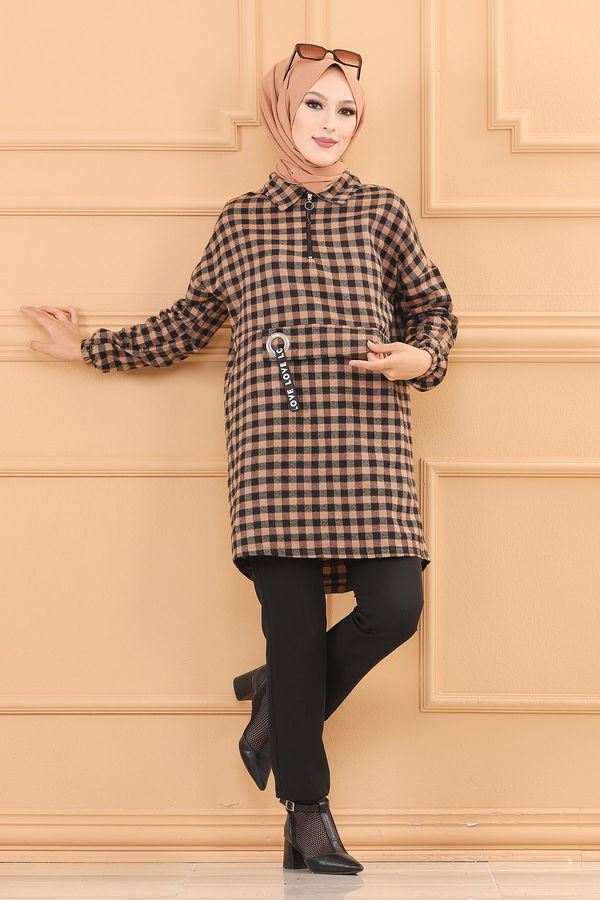 Düz Orta Kadın Taba TUNIK - 3779 TABA