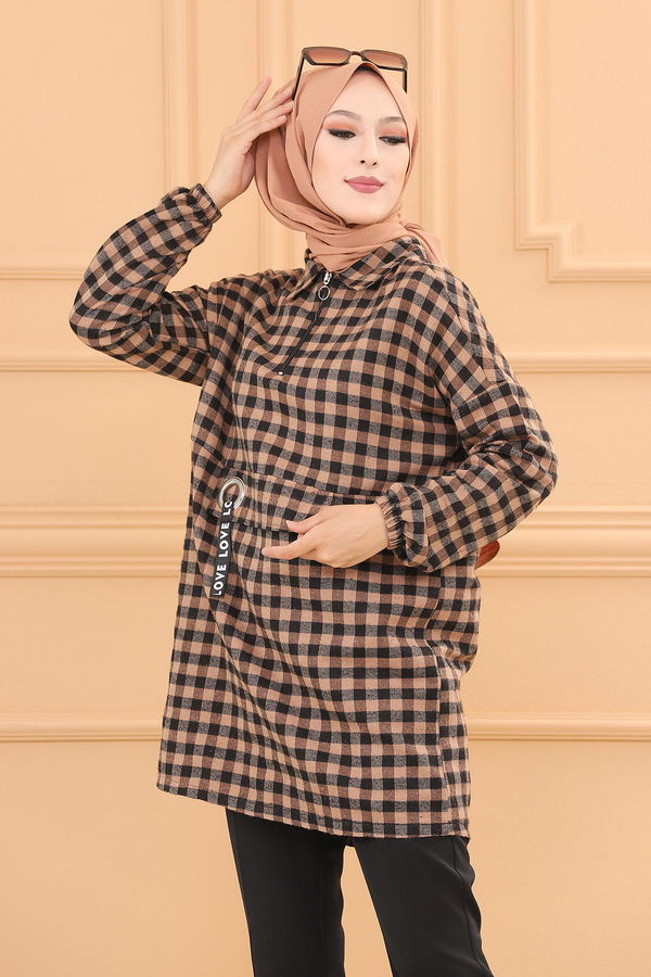 Düz Orta Kadın Taba TUNIK - 3779 TABA