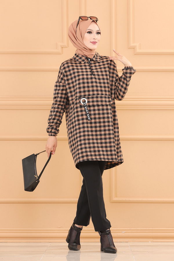 Düz Orta Kadın Taba TUNIK - 3779 TABA
