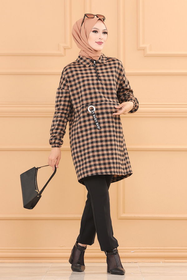 Düz Orta Kadın Taba TUNIK - 3779 TABA