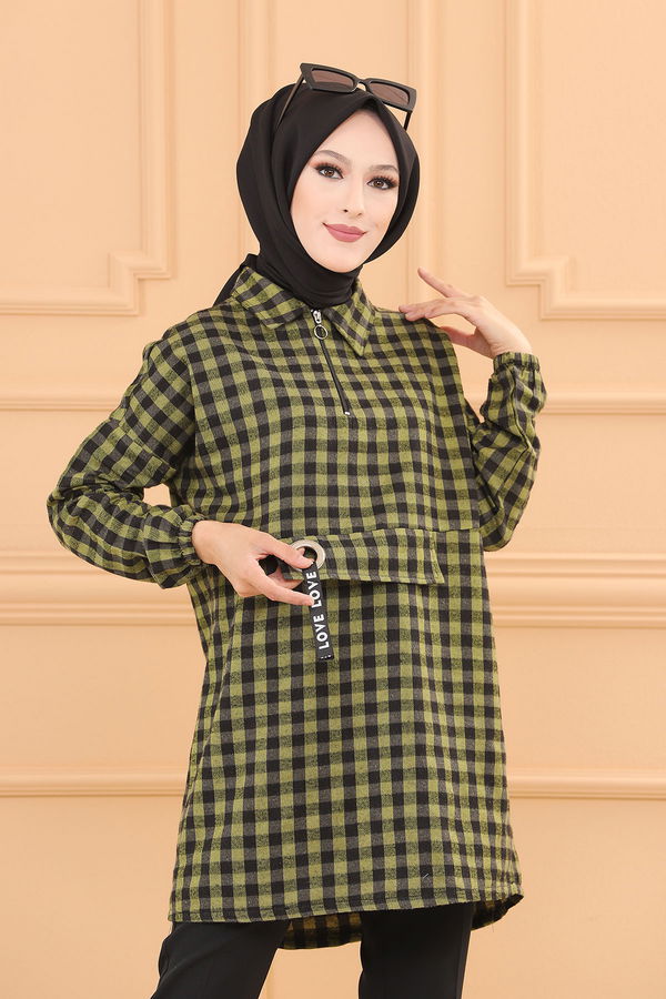 Düz Orta Kadın Yeşil TUNIK - 3779 YEŞİL