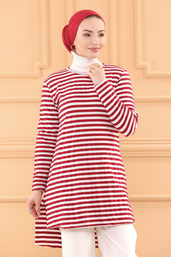 Düz Orta Kadın Bordo Tunık BORDO - 3671 - 3671 BORDO
