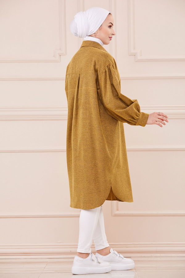 Düz Orta Kadın Sarı Tunik D1 HARDAL - 13275 - 13275 Sarı