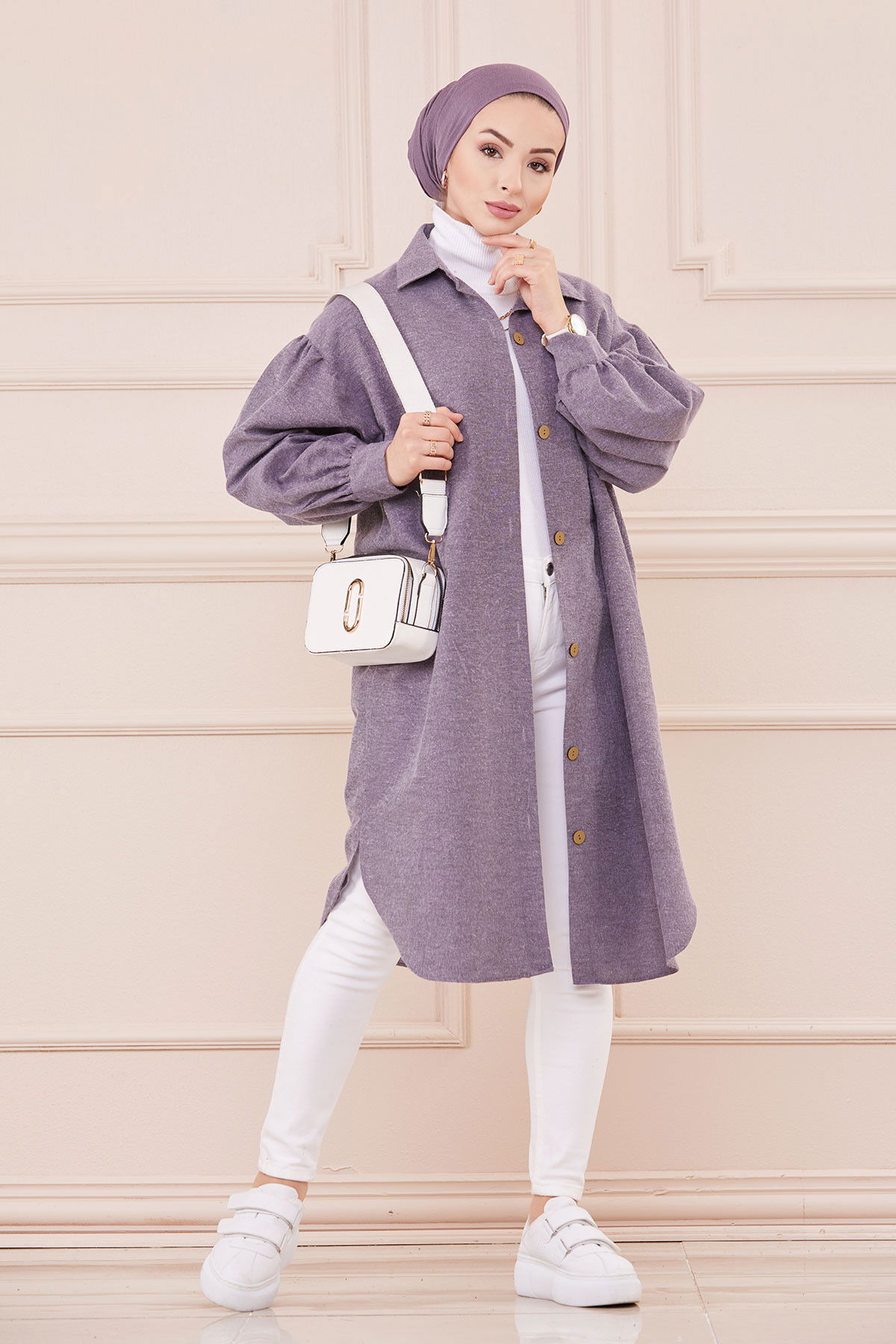 Düz Orta Kadın Lila Tunik LILA - 13275 - 13275 LİLA