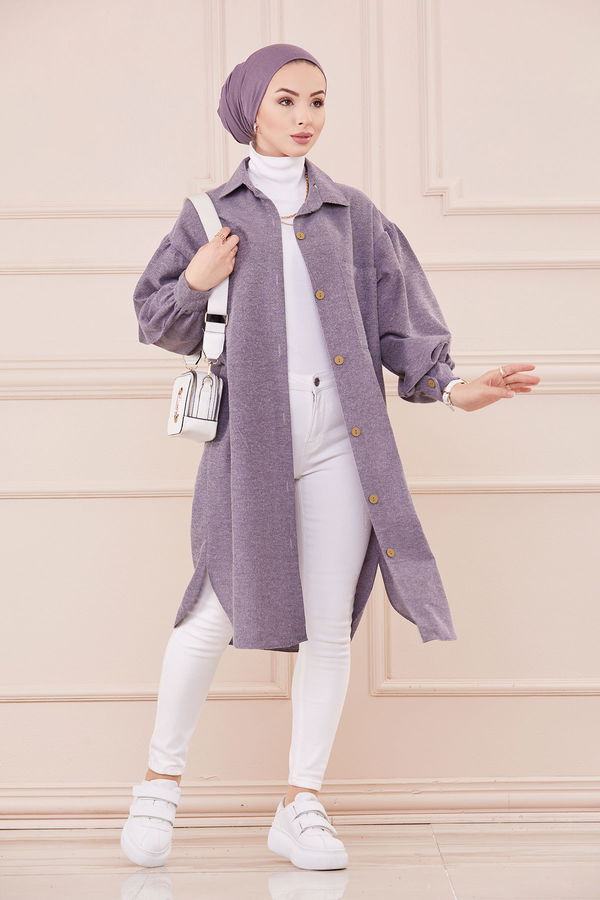 Düz Orta Kadın Lila Tunik LILA - 13275 - 13275 LİLA