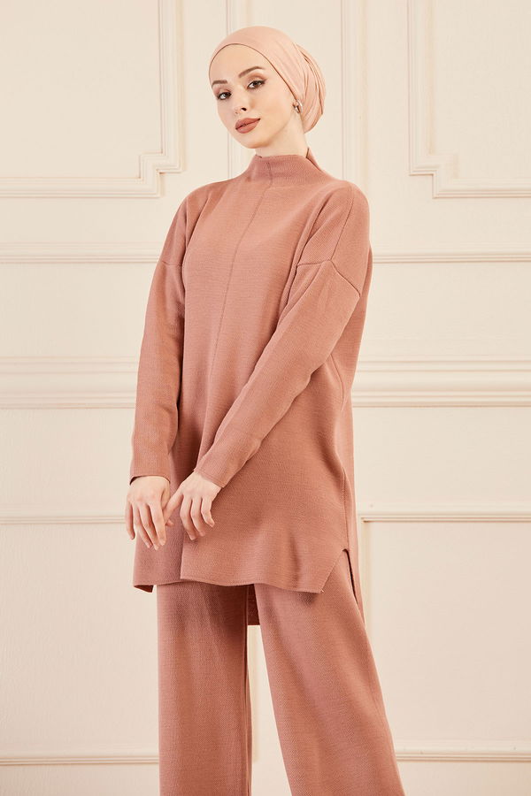 Düz Orta Kadın Pembe Tunık Pantolon GUL - 20716 - 20716 PEMBE