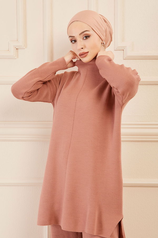 Düz Orta Kadın Pembe Tunık Pantolon GUL - 20716 - 20716 PEMBE