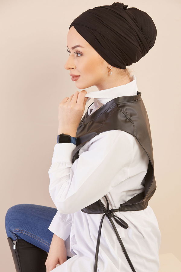 Düz Orta Kadın Beyaz Tunık Suveter BEYAZ SIYAH - 20727 - 20727 BEYAZ