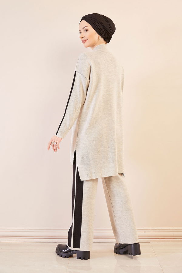 Düz Orta Kadın Bej Tunık Pantolon TAS - 20699 - 20699 BEJ
