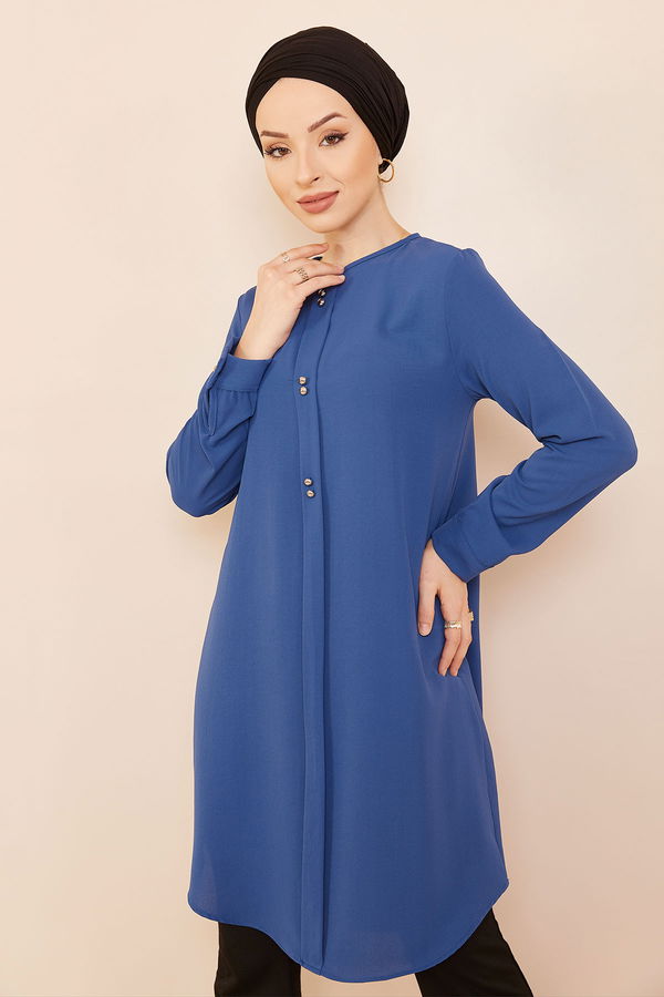Düz Orta Kadın Mavi Tunık INDIGO - 3797 - 3797