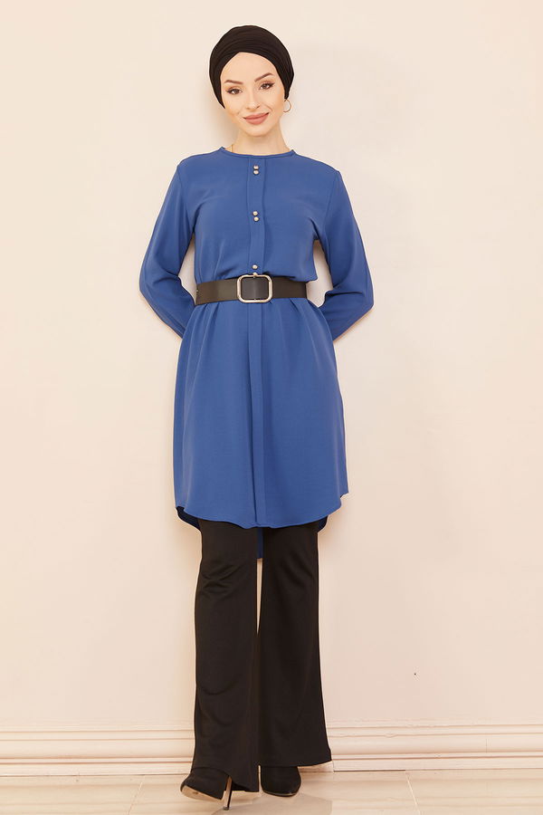 Düz Orta Kadın Mavi Tunık INDIGO - 3797 - 3797