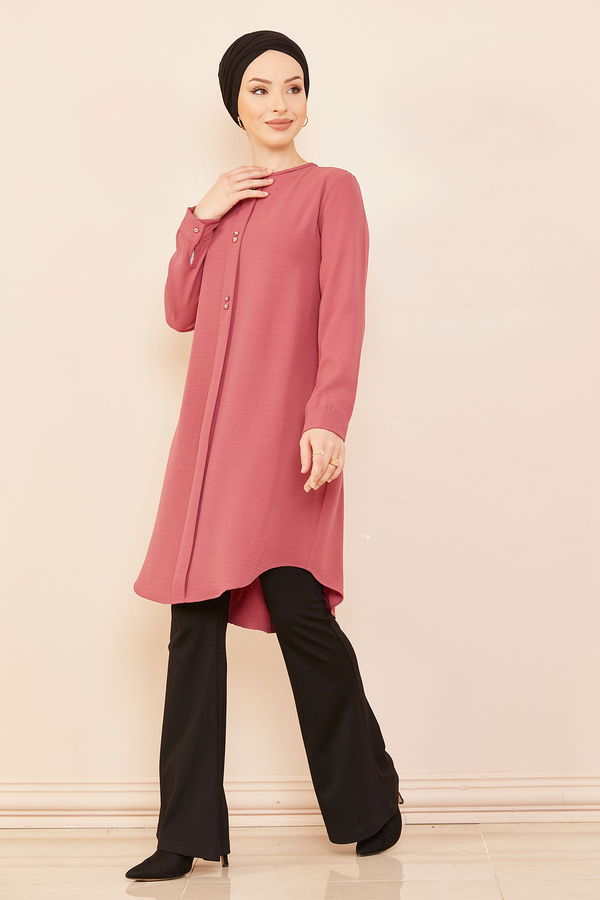 Düz Orta Kadın Pembe Tunık GUL - 3797 - 3797 PEMBE
