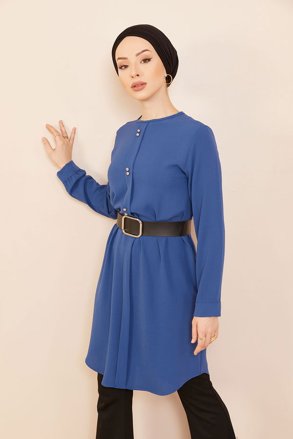 Düz Orta Kadın Mavi Tunık INDIGO - 3797 - 3797