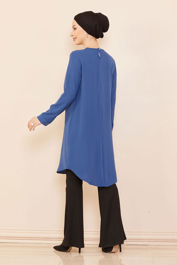 Düz Orta Kadın Mavi Tunık INDIGO - 3797 - 3797