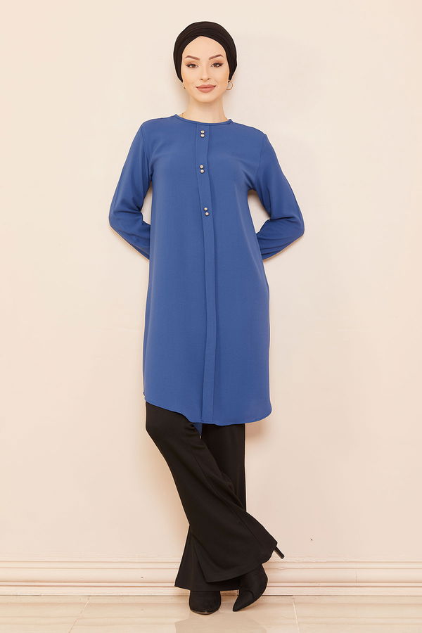 Düz Orta Kadın Mavi Tunık INDIGO - 3797 - 3797
