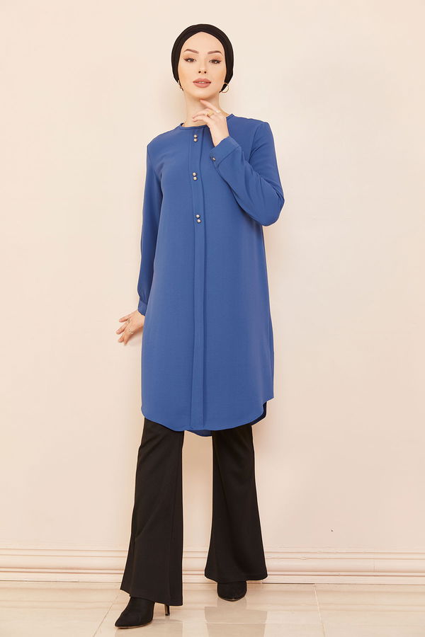 Düz Orta Kadın Mavi Tunık INDIGO - 3797 - 3797