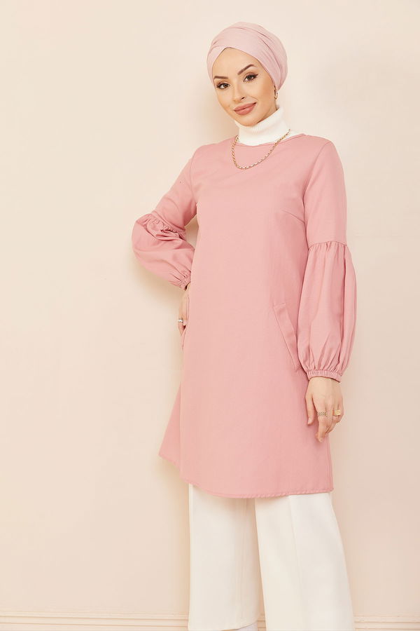 Düz Orta Kadın Pembe Tunık PUDRA - 3026 - 3026 PEMBE