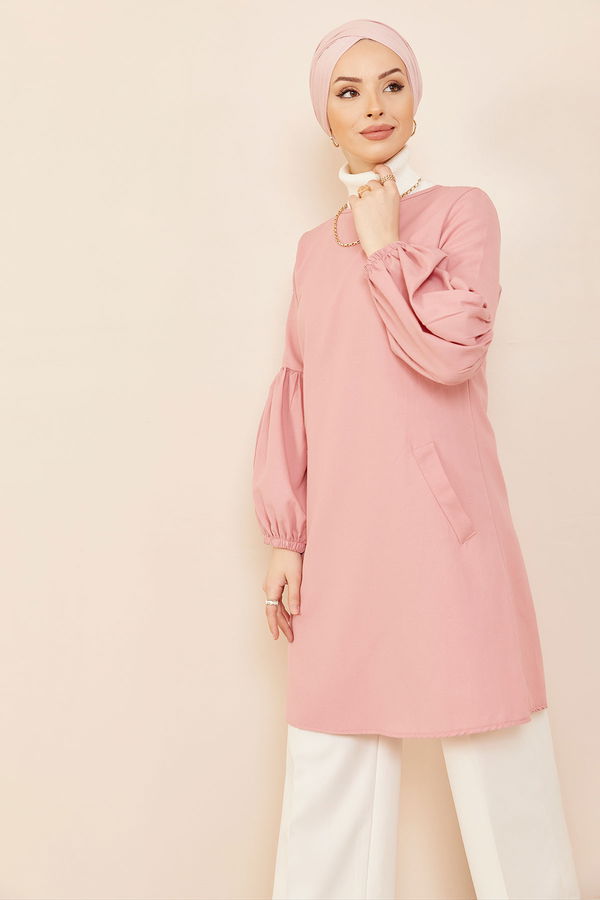 Düz Orta Kadın Pembe Tunık PUDRA - 3026 - 3026 PEMBE