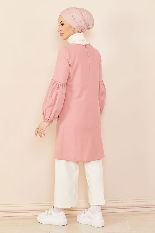Düz Orta Kadın Pembe Tunık PUDRA - 3026 - 3026 PEMBE
