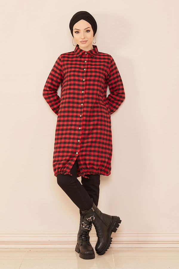 Düz Orta Kadın Bordo TUNIK - 3773