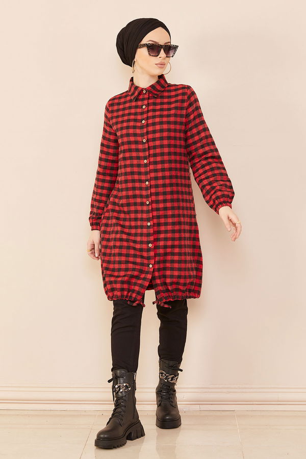 Düz Orta Kadın Bordo TUNIK - 3773