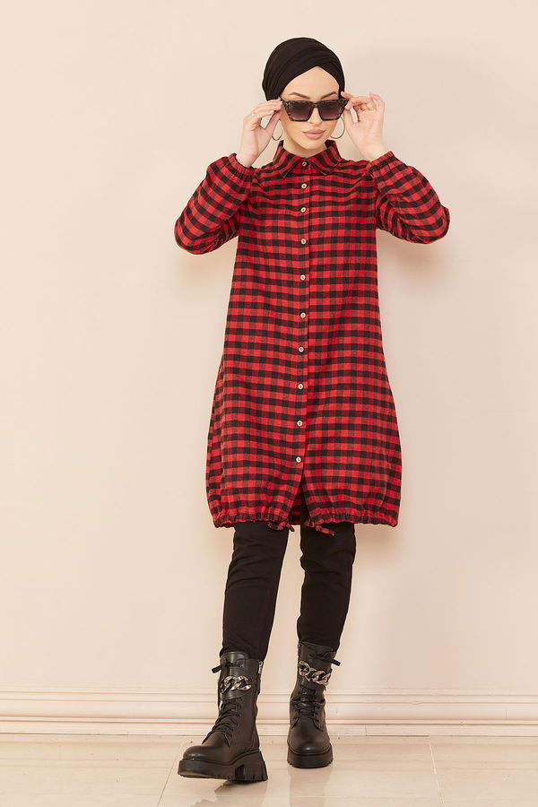 Düz Orta Kadın Bordo TUNIK - 3773