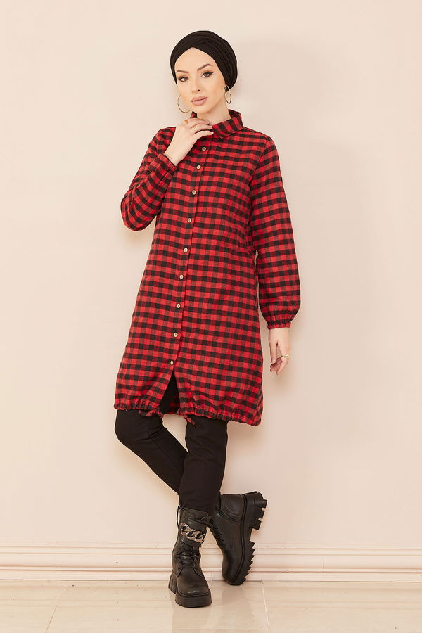 Düz Orta Kadın Bordo TUNIK - 3773