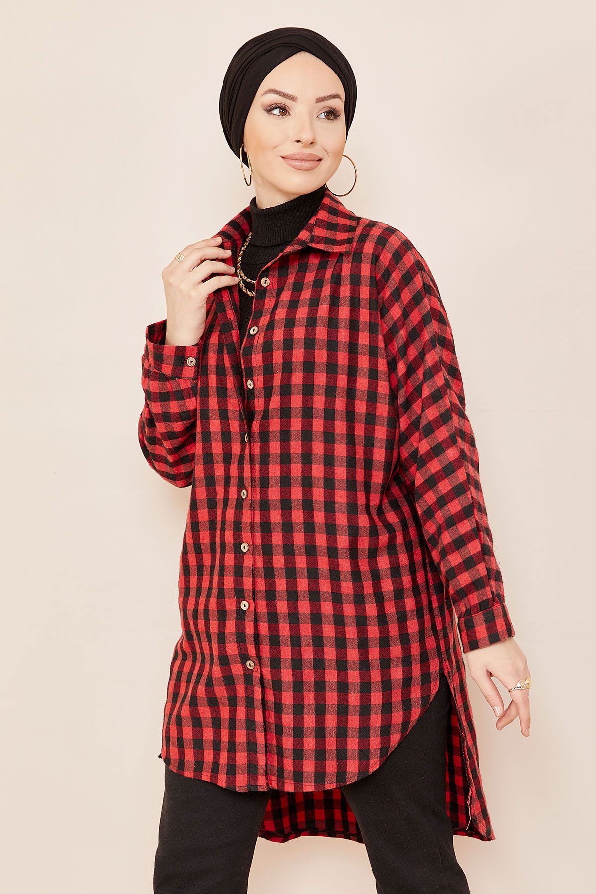 Düz Orta Kadın Bordo YARASA KOL TUNIK - 3774 BORDO