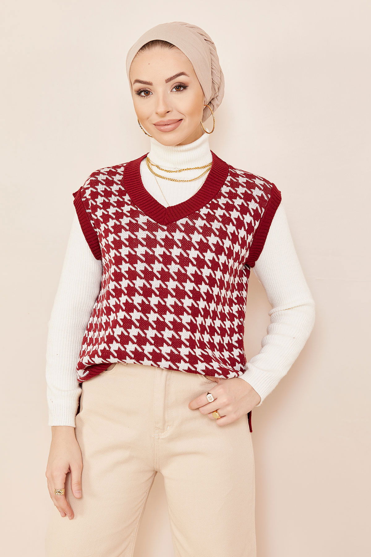 Düz Orta Kadın Bordo Suveter BORDO - 20718 - 20718 BORDO