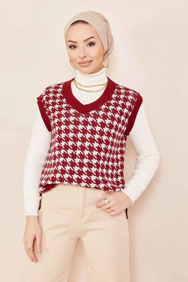 Düz Orta Kadın Bordo Suveter BORDO - 20718 - 20718 BORDO