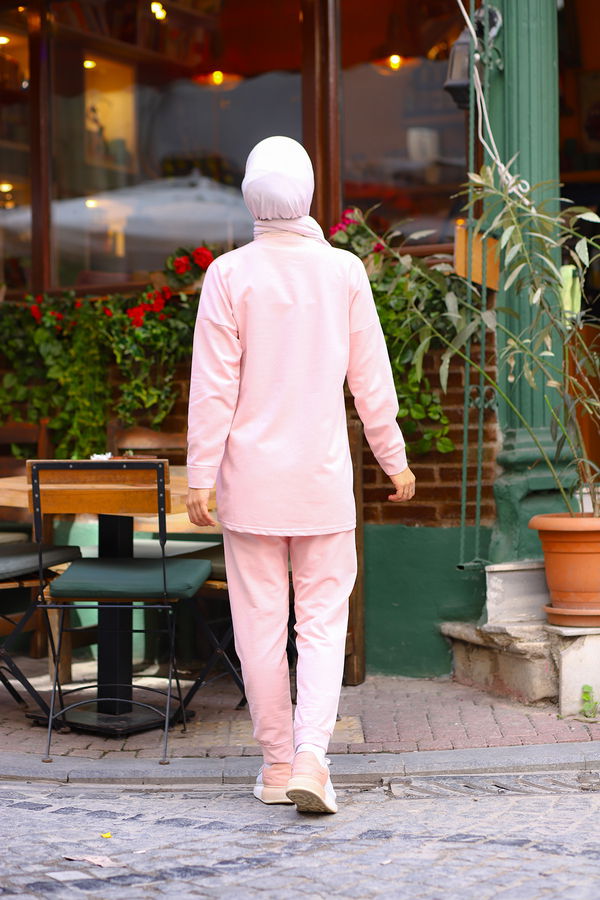Düz Orta Kadın Pembe Tunık Pantolon PUDRA - 4207 - 4207