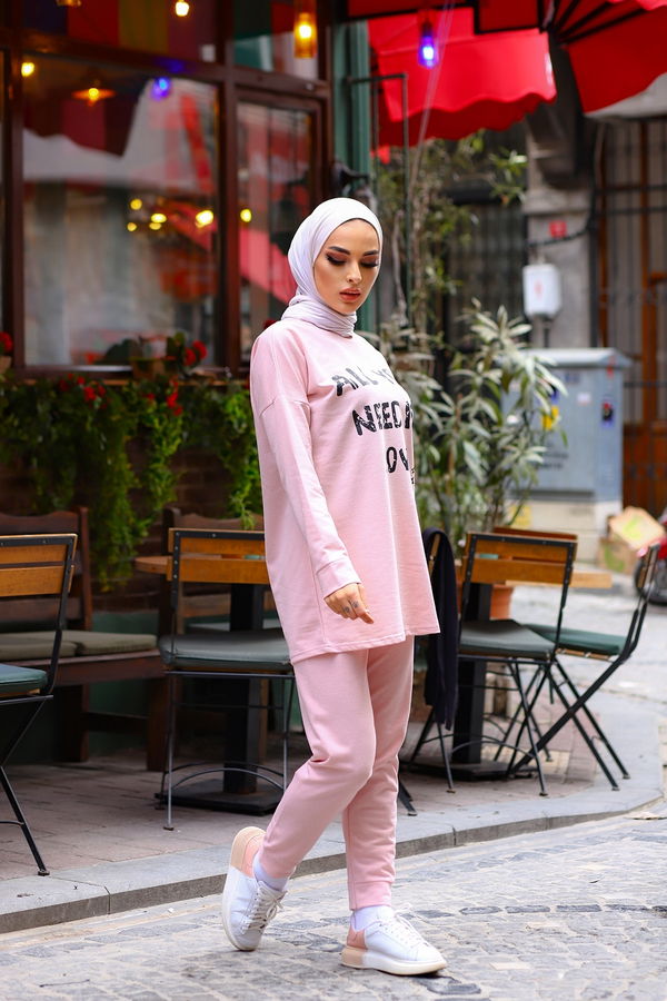 Düz Orta Kadın Pembe Tunık Pantolon PUDRA - 4207 - 4207