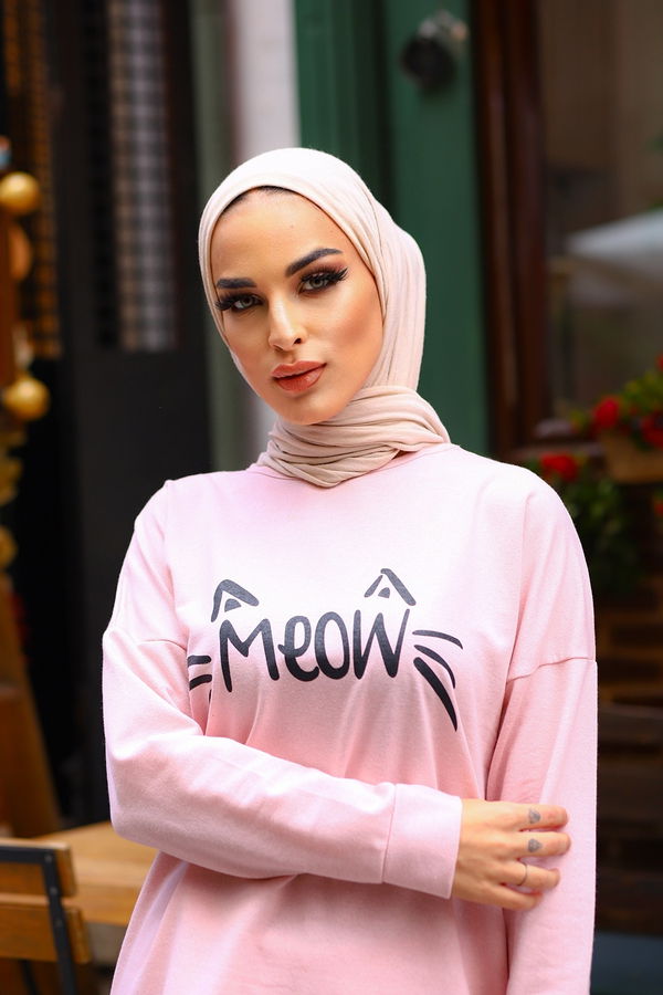 Düz Orta Kadın Pembe Tunık Pantolon PUDRA - 4206 - 4206 PEMBE
