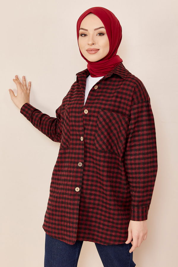 Düz Orta Kadın Bordo Tunık BORDO - 8859 - 8859 BORDO