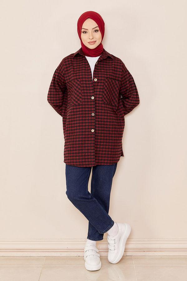 Düz Orta Kadın Bordo Tunık BORDO - 8859 - 8859 BORDO