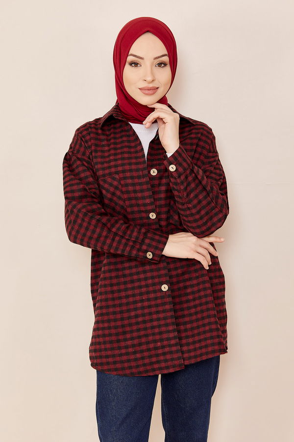 Düz Orta Kadın Bordo Tunık BORDO - 8859 - 8859 BORDO