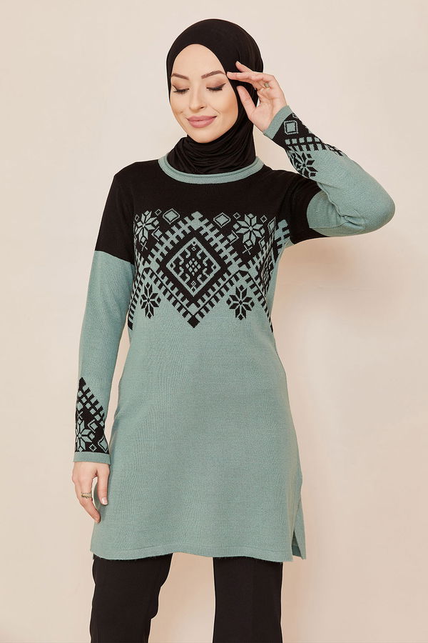 Düz Orta Kadın Yeşil TUNIK - 20849 YEŞİL