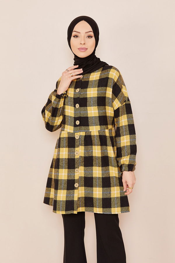 Düz Bisiklet Yaka Kadın Sarı Tunık - 3795 Sarı