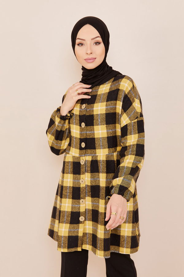 Düz Bisiklet Yaka Kadın Sarı Tunık - 3795 Sarı