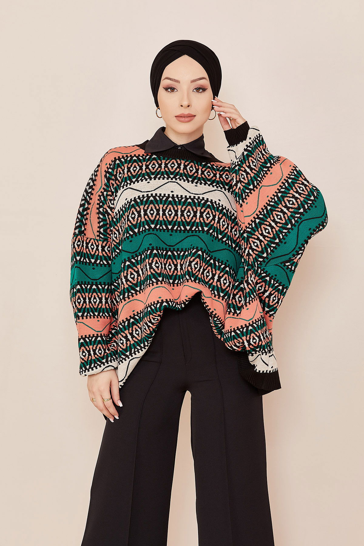 Düz 0.374 Kadın Yeşil Tunik Pantalon - 20864