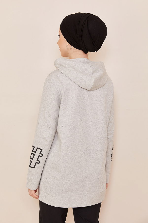 Düz Orta Kadın Gri Sweat - 20858 GRİ