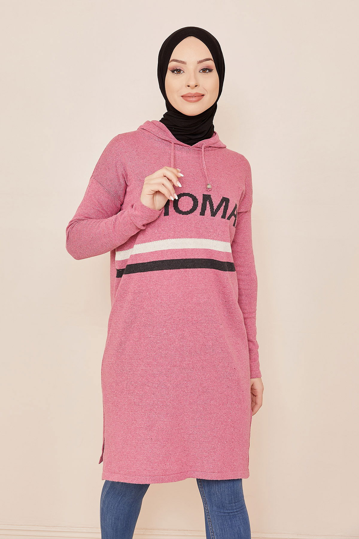 Düz Orta Kadın Fuşya Sweat - 20866 FUŞYA
