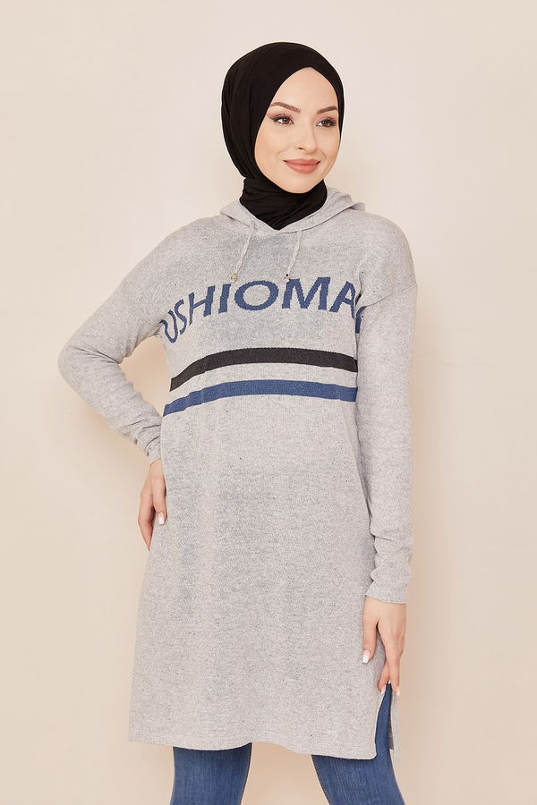 Düz Orta Kadın Gri Sweat - 20866