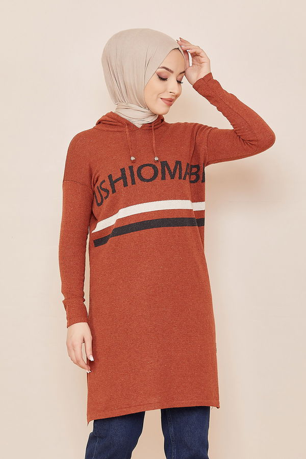 Düz Orta Kadın Kiremit Sweat - 20866 KİREMİT