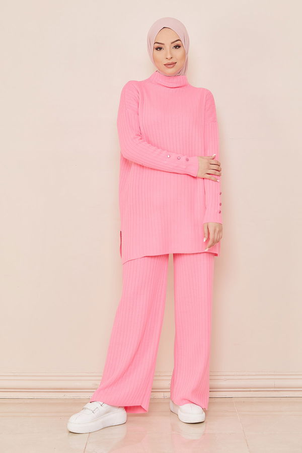 Düz Orta Kadın Fuşya Tunik Pantalon - 20862 FUŞYA