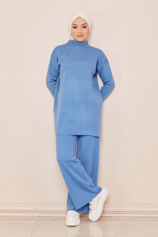 Düz Orta Kadın Petrol Tunik Pantalon - 20862