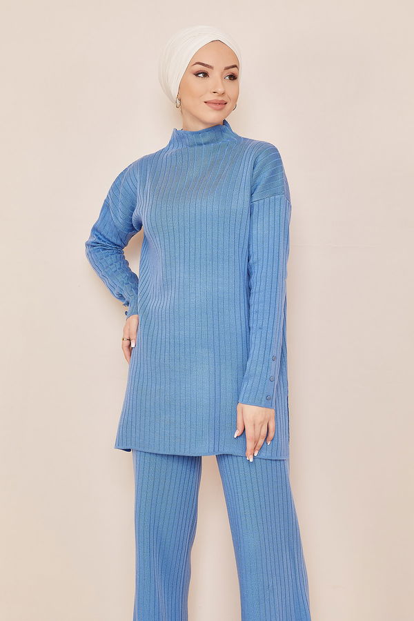 Düz Orta Kadın Petrol Tunik Pantalon - 20862