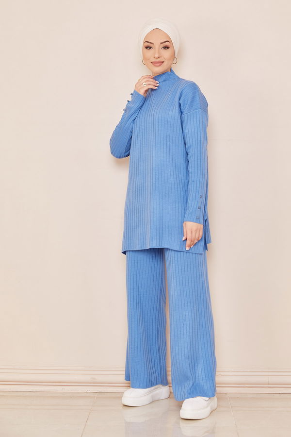 Düz Orta Kadın Petrol Tunik Pantalon - 20862