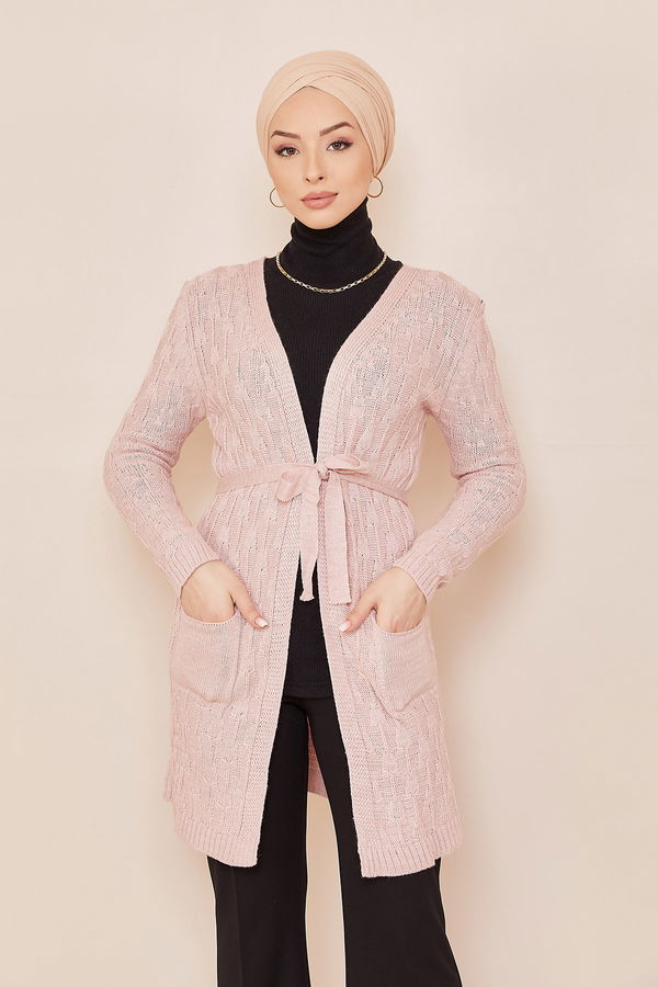 Düz Orta Kadın Pembe Hırka - 20863 PEMBE